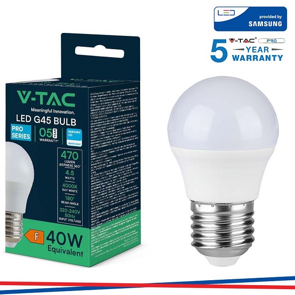 Lampada Mini Sfera Led 4,5w E27 Luce Natura 470 Lumen